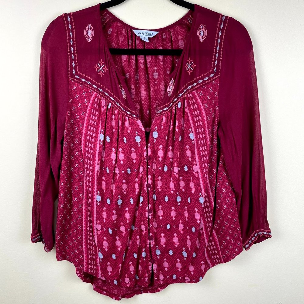 Lucky Brand Boho Southwestern Button Down Blouse